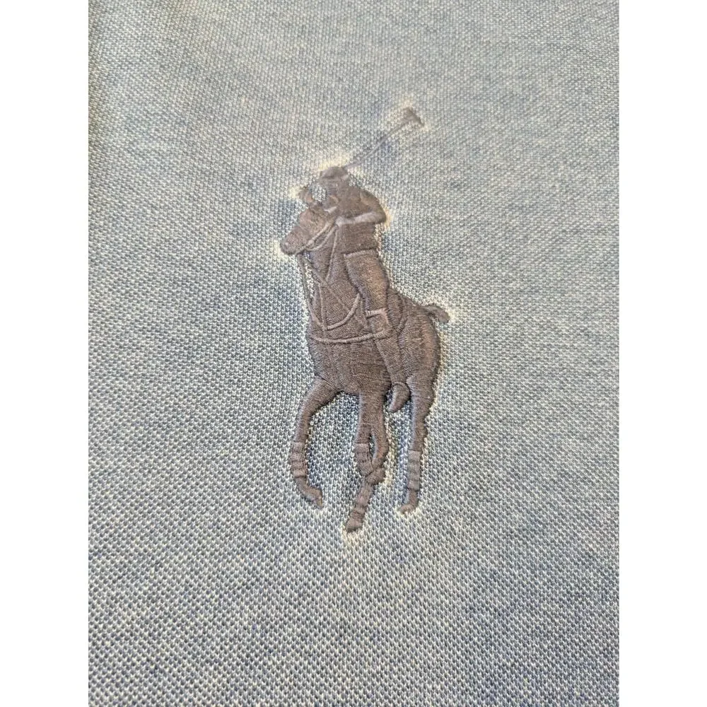 Polo Ralph Lauren Polo Shirt XL Blue Big Pony Custom Fit Faded Wash Short Sleeve